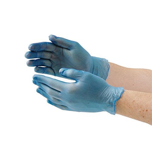 Vogue CF403-S Vinyl-Handschuhe für die Lebensmittelzubereitung, Puder klein, blau (100er Pack) von Hygiplas