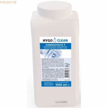12 x HygoClean Schutz- und Barrierecreme Handschutz F 1l 12 x HygoClean Schutz- und Barrierecreme Handschutz F 1l von HygoClean