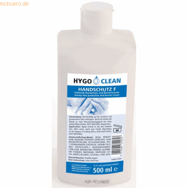 6 x HygoClean Schutz- und Barrierecreme Handschutz F 500ml von HygoClean