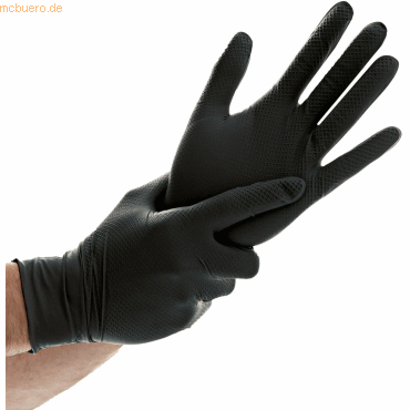 10 x HygoStar Nitril-Handschuh Power Grip puderfrei M 24cm schwarz VE= von HygoStar