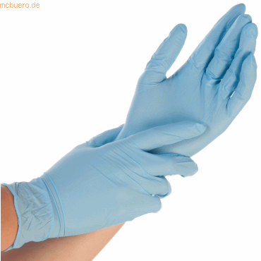 10 x HygoStar Nitril-Handschuh Safe Light puderfrei M 24cm blau VE=100 von HygoStar
