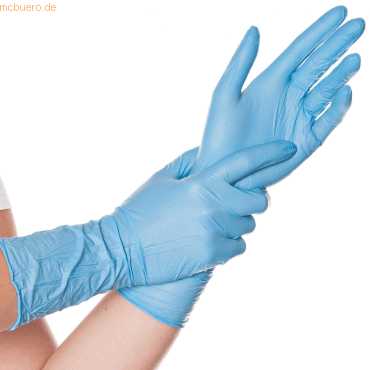 10 x HygoStar Nitril-Handschuh Safe Long puderfrei L 30cm blau VE=100 von HygoStar