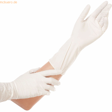 10 x HygoStar Nitril-Handschuh Safe Long puderfrei L 30cm weiß VE=100 von HygoStar