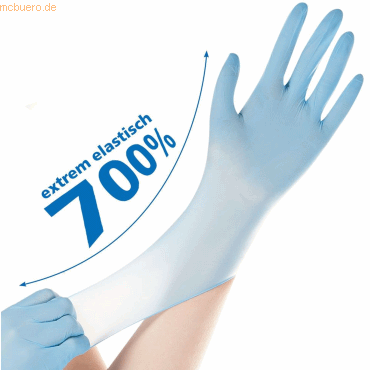 10 x HygoStar Nitril-Handschuh Safe Super Stretch puderfrei XS 24cm bl von HygoStar