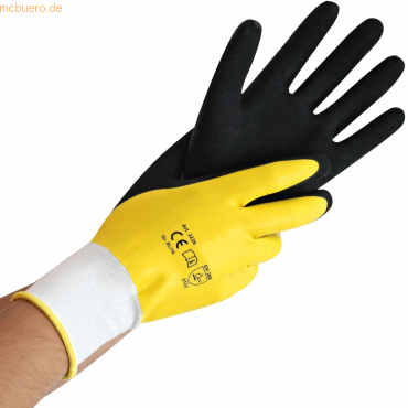 10 x HygoStar Polyester-Feinstrick-Handschuh Wet Protect M/8 gelb-schw von HygoStar