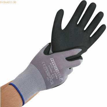 12 x HygoStar Nylon-Feinstrick-Handschuh Ergo Flex M/8 grau-schwarz VE von HygoStar