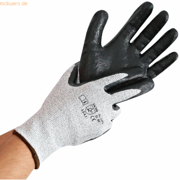 5 x HygoStar Schnittschutz-Handschuh Cut Safe XL/10 grau-schwarz VE=12 von HygoStar