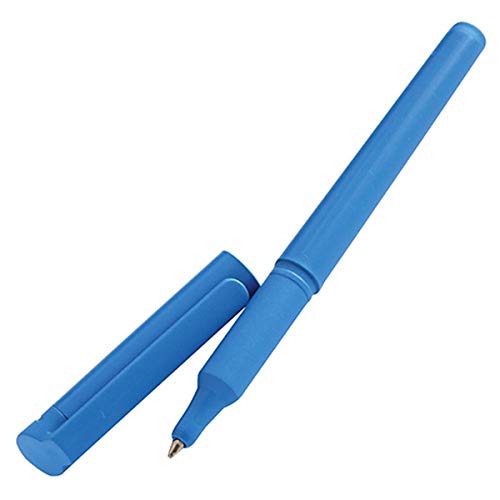 Kugelschreiber detektierbar, Kunststoff Kuli, mit oder ohne Kappe, mit blauer Schrift, blaues Gehäuse, robust, bruchfest, Größe:mit Kappe von Hygostar