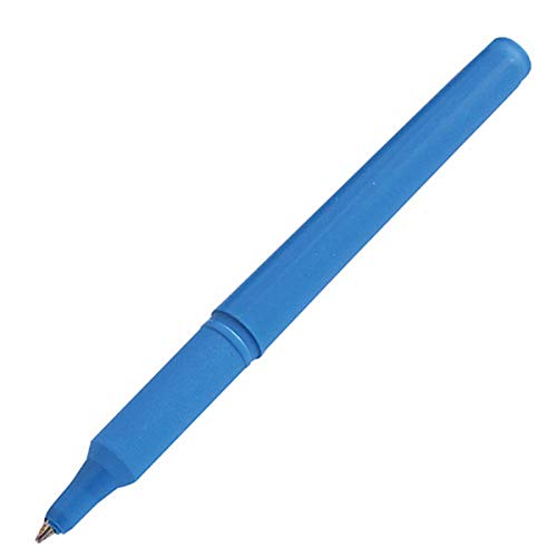Kugelschreiber detektierbar, Kunststoff Kuli, mit oder ohne Kappe, mit blauer Schrift, blaues Gehäuse, robust, bruchfest, Größe:ohne Kappe von Hygostar