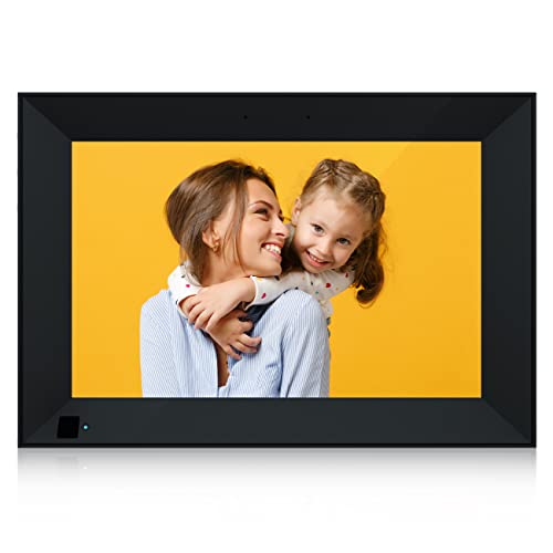 Hyjoy Digitaler Bilderrahmen 10.1 Zoll WLAN Digitale Bilderrahmen mit IPS Touch Screen HD Display, Lichtsensor, Auto-Rotate, um Fotos oder Videos überall über AiMOR App zu teilen (Schwarz) von Hyjoy