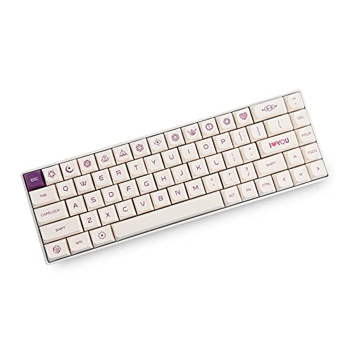 Tastenkappen, 137 Tasten, Farbstoffsublimation, PBT, ähnliches XDA-ähnliches Profil, violett auf cremefarben, Tastenkappen für 61/87/104/108/84/64/98/96 Cherry MX mechanische Tastatur von Hykic
