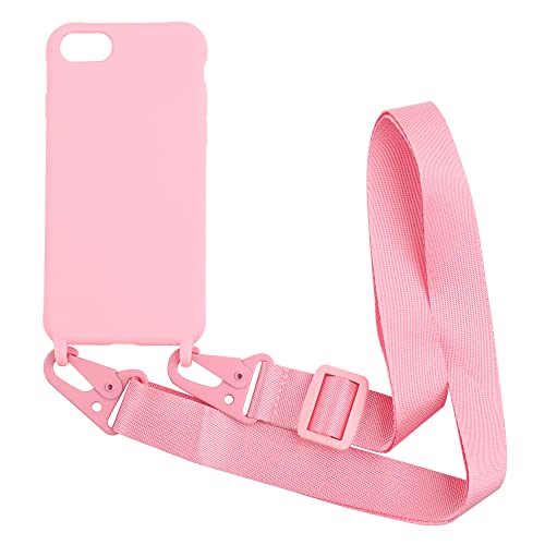 Handykette kompatibel mit iPhone 6/7/8(4.7") Hülle,Handyhülle Verstellbarer Necklace Silikonhülle Halsband Lanyard Schutzhülle Stoßfest TPU Bumper-Pink von Hykmy