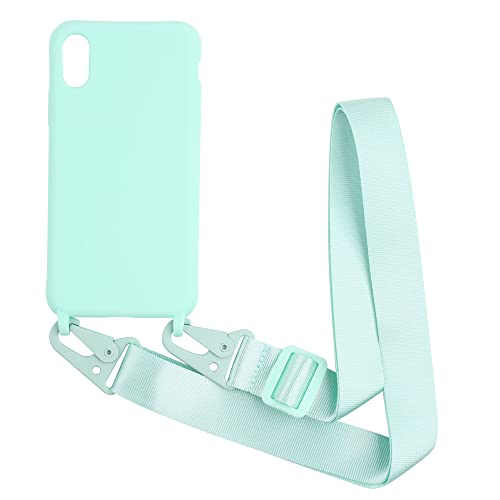 Handykette kompatibel mit iPhone XR Hülle,Handyhülle Verstellbarer Necklace Silikonhülle Halsband Lanyard Schutzhülle Stoßfest TPU Bumper-Minzgrün von Hykmy