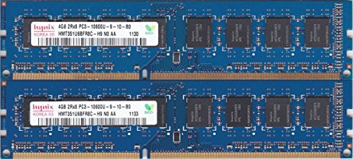 8GB kit, (2 x 4GB) 240-pin DIMM, DDR3 PC3-10600U,Dual rank, NON ECC ram memory module by Hynix (HMT351U6CFR8C-H9) von Hynix