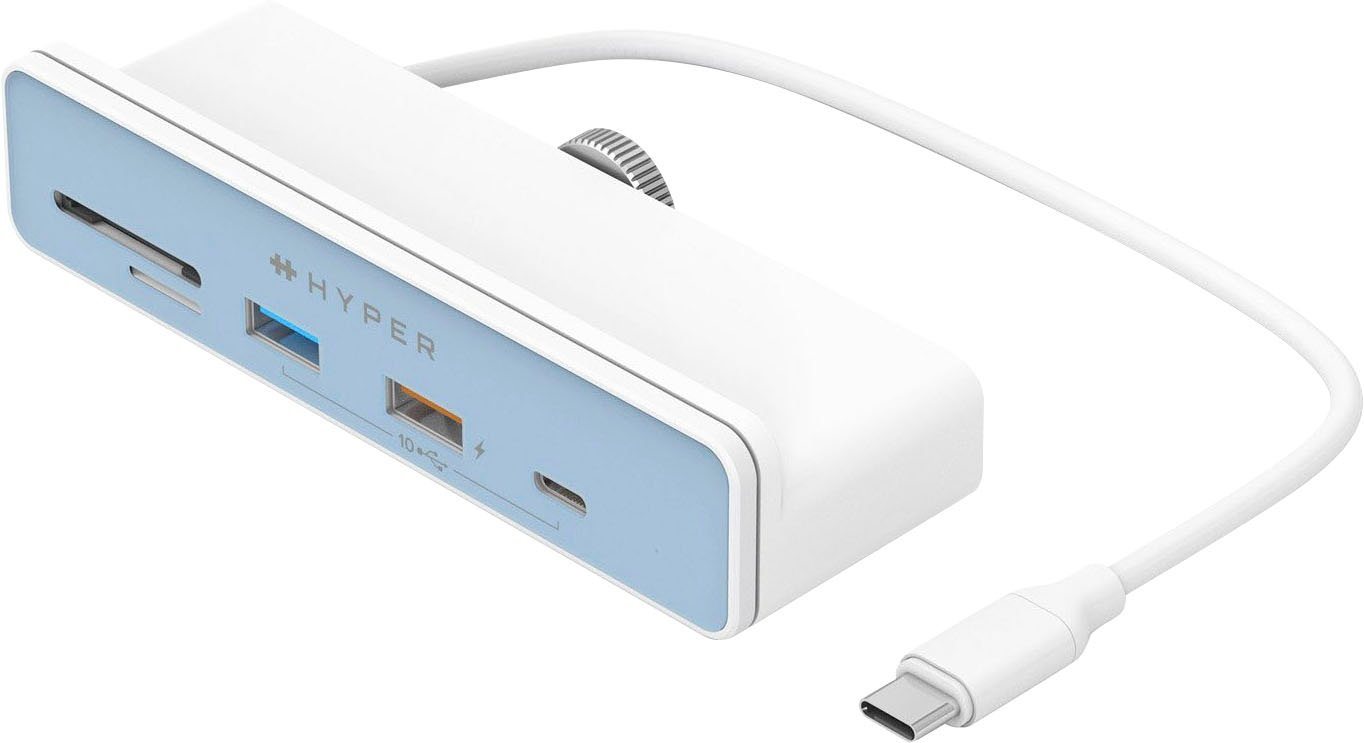 Hyper 6-in-1 USB-C hub for iMac 24'' Adapter USB-C zu HDMI, MicroSD-Card, SD-Card, USB Typ A, USB-C von Hyper