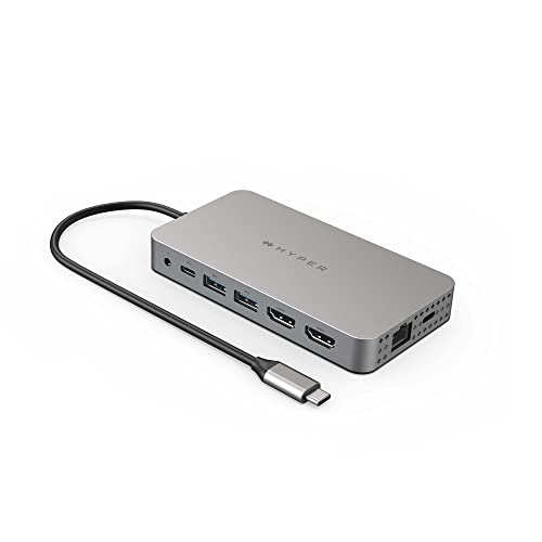 Hyper Drive 4K Dual HDMI USB C Hub M1 MacBook 10in1: Dual 4K HDMI, Gigabit Ethernet, USB-A, USB-C, USB-C 100W Power Delivery, MicroSD/SD, Windows PC, Chromebook von Hyper