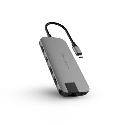 Hyper Drive Slim 8-in-1 USB-C Hub Grau von Hyper