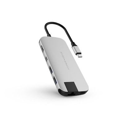 Hyper Drive Slim 8-in-1 USB-C Hub Silber von Hyper