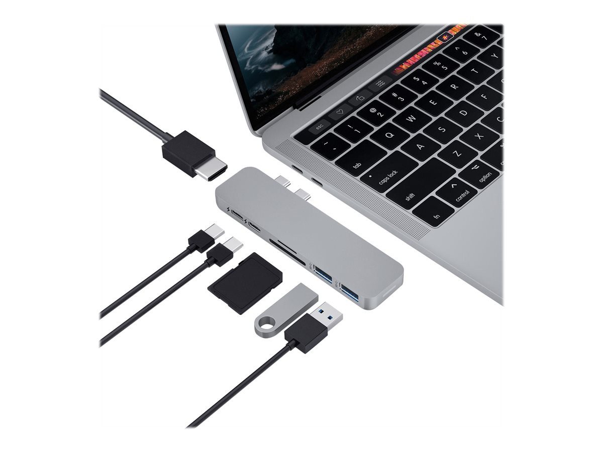 Hyper USB-Verteiler HYPER ® DUO 7-in-2 MacBook Pro Hub, 4K, grau von Hyper