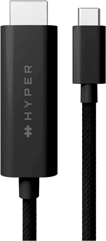 HyperDrive - Adapterkabel - 24 pin USB-C männlich zu HDMI männlich - 2.5 m - Schwarz - Support von 4K 60 Hz, DP Alt Modus-Support (HD6007BKGL) von Hyper