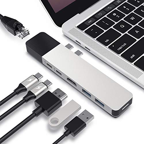 HyperDrive USB C Hub, 6-in-2-Doppel-Typ-C-Adapter mit 40 Gbit/s USB C 100W, 5 Gbit/s PD 60W, 2 USB 3.0, Gigabit-Ethernet, 4K HDMI, Thunderbolt 3 Dock für MacBook Pro 2020 2019 HyperDrive USB C Hub, 6-in-2-Doppel-Typ-C-Adapter mit 40 Gbit/s USB C 100W, 5 Gbit/s PD 60W, 2 USB 3.0, Gigabit-Ethernet, 4K HDMI, Thunderbolt 3 Dock für MacBook Pro 2020 2019 von Hyper