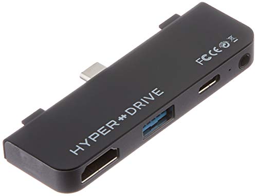 HyperDrive USB-C-Hub-Adapter für iPad Pro 11 n 12.9 Zoll, die meisten USBC Smartphones/Tablets, 4-in-1 USB-C Hub Dongle mit 4K HDMI, C-USB PD Aufladen, USB 3.0, 3,5mm Kopfhörerbuchse, Space Grey von Hyper