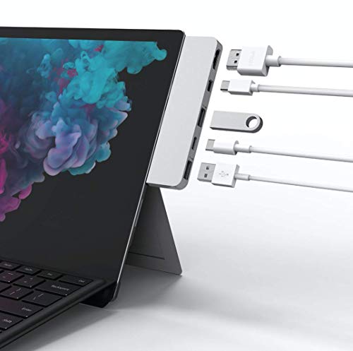 HyperDrive USB-C-Hub für Surface Pro, 5-in-2 für Microsoft Surface Pro 4/5/6, HDMI 4K60Hz, USB-C 5 Gbit/s, 2 x USB-A, MiniDP 4K60Hz, silberfarben von Hyper