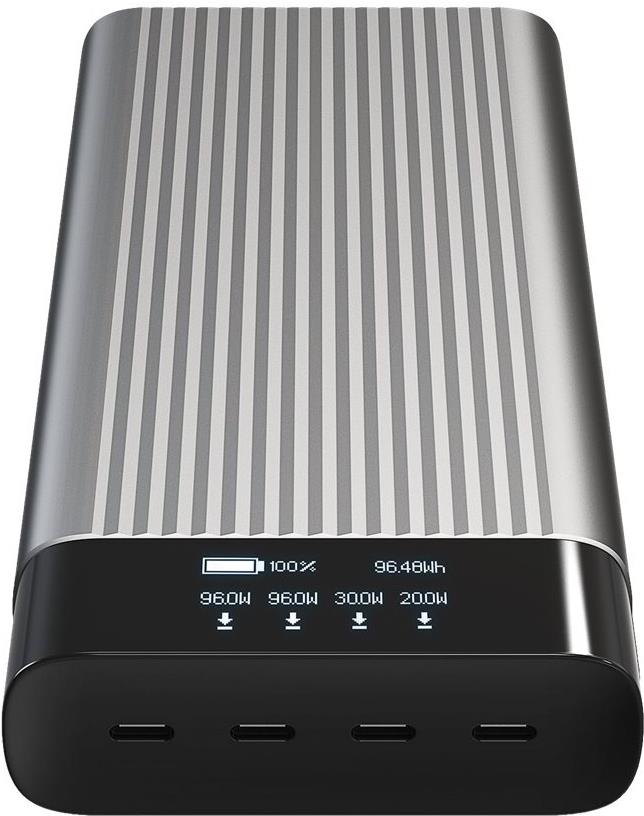 HyperJuice HJ245B - Powerbank - USB-C - 27000 mAh - 245 Watt - PD 2.0, PD 3.0, QC 2.0, QC 3.0, Apple 2.4A, Qualcomm Quick Charge 4.0+ - 4 Ausgabeanschlussstellen (4 x USB-C) (HJ245B) von Hyper