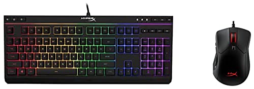 HyperX Alloy Core RGB – Membran Gaming-Tastatur (US Layout) & HX-MC005B Pulsefire Raid - Ergonomische - 11 programmierbare Tasten RGB Gaming Maus Mouse, Schwarz von HyperX