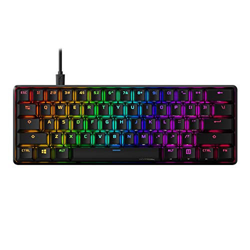 HyperX Alloy Origins 60 - Mechanische Gaming-Tastatur, Ultrakompakter 60% Formfaktor, HyperX Red Switch (Linear), Double Shot PBT-Keycaps, RGB-LED, NGENUITY Software-kompatibel, Schwarz von HyperX