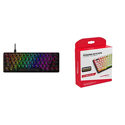 HyperX Alloy Origins 60 - Mechanische Gaming-Tastatur, Ultrakompakter 60% Formfaktor, Red Switch (Linear) & Pudding Keycaps - Vollständiger Tastensatz - PBT Weiß English Layout - 104 Key von HyperX