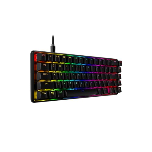 HyperX Alloy Origins 65 – Mechanische Gaming-Tastatur - Ultrakompakter 60% Formfaktor - HyperX Red Aqua (taktil) - Double Shot PBT-Keycaps, Schwarz von HyperX