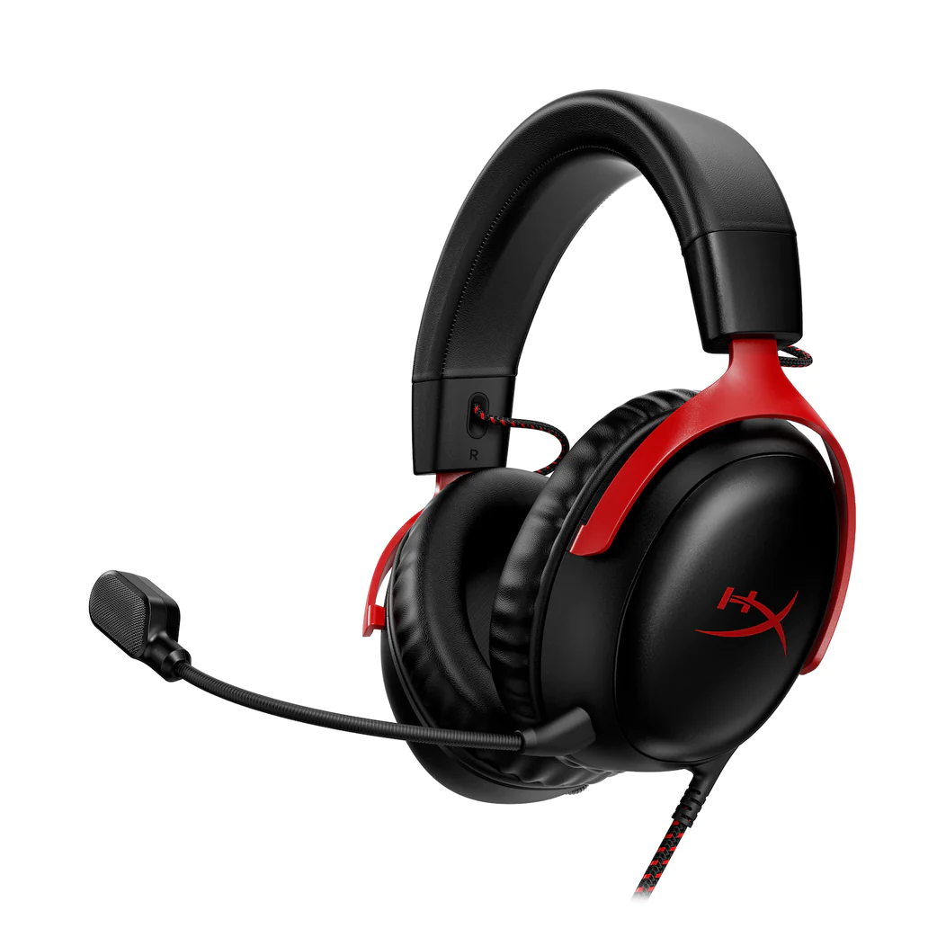 HyperX Cloud III - Gaming-Kopfhörer, schwarz-rot, kabelgebunden, 3,5 mm, USB-C und USB-A, 10-mm-Mikrofon von HyperX