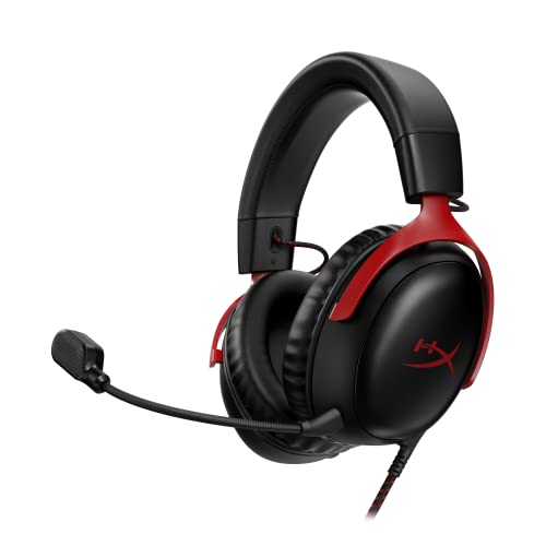 HyperX Cloud III – Kabelgebundenes Gaming-Headset, PC, PS5, Xbox Series X|S, abgewinkelte 53mm-Treiber, DTS, Memory-Schaum, Stabiler Rahmen, ultraklares 10mm-Mikrofon, USB-C, USB-A, 3,5mm von HyperX