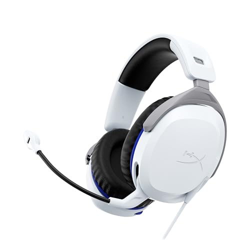 HyperX Cloud Stinger 2, Kabelgebundenes Gaming-Headset für PlayStation, Leicht, Memory-Schaumstoff, 50mm-Treiber, Schwenkbares Mikrofon, Premium-Sound, Integrierte Audiosteuerung, Weiß von HyperX