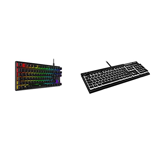 HyperX HX-KB7RDX-DE Alloy Origins Core, RGB Mechanische Gaming Tastatur, Tenkeyless, Red switches, Schwarz & Pudding Keycaps - Vollständiger Tastensatz- ABS - DE Layout - OEM Profil - Schwarz von HyperX