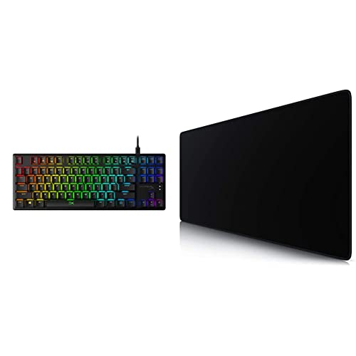 HyperX HX-KB7RDX-US Alloy Origins Core, RGB Mechanische Gaming Tastatur, Tenkeyless, Red switches, Schwarz & CSL-Computer - XXL Speed Gaming Titanwolf Mauspad Schwarz 900 x 400 mm - XXL Mauspad von HyperX