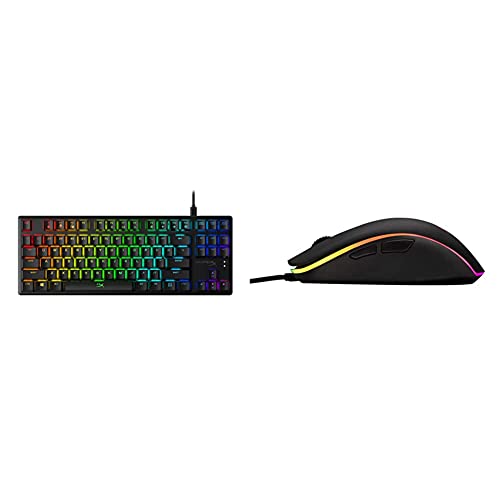 HyperX HX-KB7RDX-US Alloy Origins Core, RGB Mechanische Gaming Tastatur, Tenkeyless, Red switches (US Layout), Schwarz & HX-MC002B Pulsefire Surge - RGB Gaming Maus von HyperX