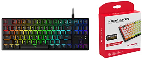 HyperX HX-KB7RDX-US Alloy Origins Core, RGB Mechanische Gaming Tastatur, Tenkeyless (US Layout) & Pudding Keycaps - Vollständiger Tastensatz - PBT - (Weiß) - English (US) Layout - 104 Key von HyperX