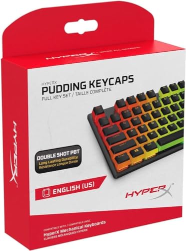 HyperX Pudding Keycaps – Vollständiger Tastensatz – PBT – {Schwarz} – English (US) Layout – 104 Key, Hintergrundbeleuchtet, OEM Profil von HyperX
