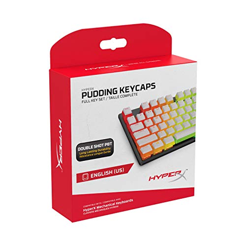 HyperX Pudding Keycaps – Vollständiger Tastensatz – PBT – {Weiß} – English (US) Layout – 104 Key, Hintergrundbeleuchtet, OEM Profil von HyperX