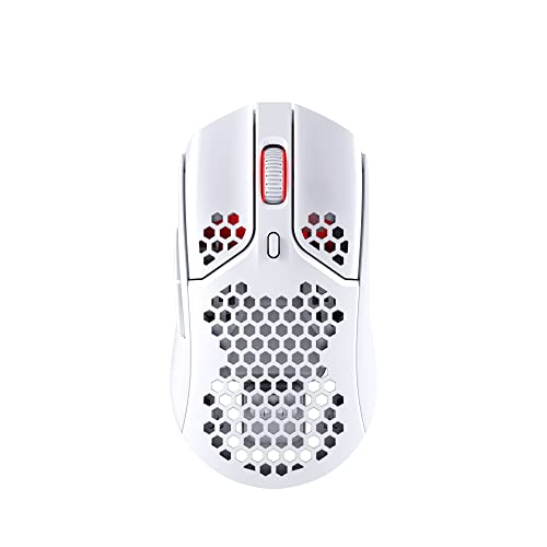 HyperX Pulsefire Haste – Wireless Gaming-Maus - Ultraleicht, 62g, 100 Stunden Akkulaufzeit, 2,4Ghz Wireless, Honeycomb Shell, Hex Design, bis zu 16000 DPI, 6 programmierbare Tasten - Weiß/Rosa von HyperX