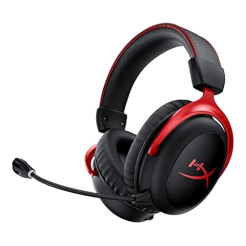 HyperXCloud II WirelessGaming-HeadsetfürPC,PS5,PS4,langlebigerAkkubiszu30Stunden,DTSHeadphone:XSpatialAudio,MemoryFoam,abnehmbaresMikrofonmitGeräuschunterdrückungundMikrofonüberwachung, Kabellos, Rot von HyperX