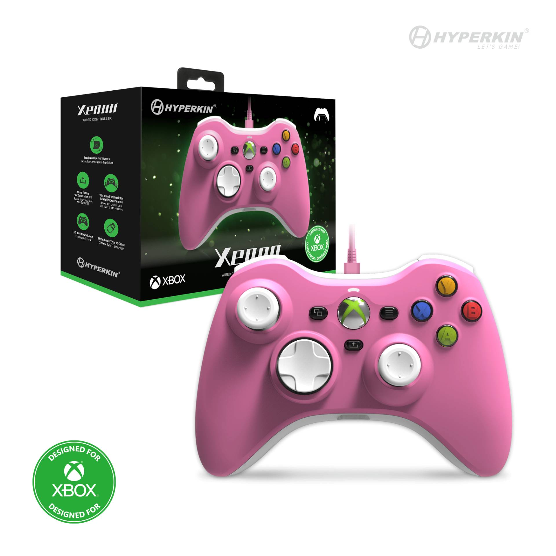 Hyperkin Xenon Wired Controller - Xbox X - S/Xbox1/PC (Pink) von Hyperkin