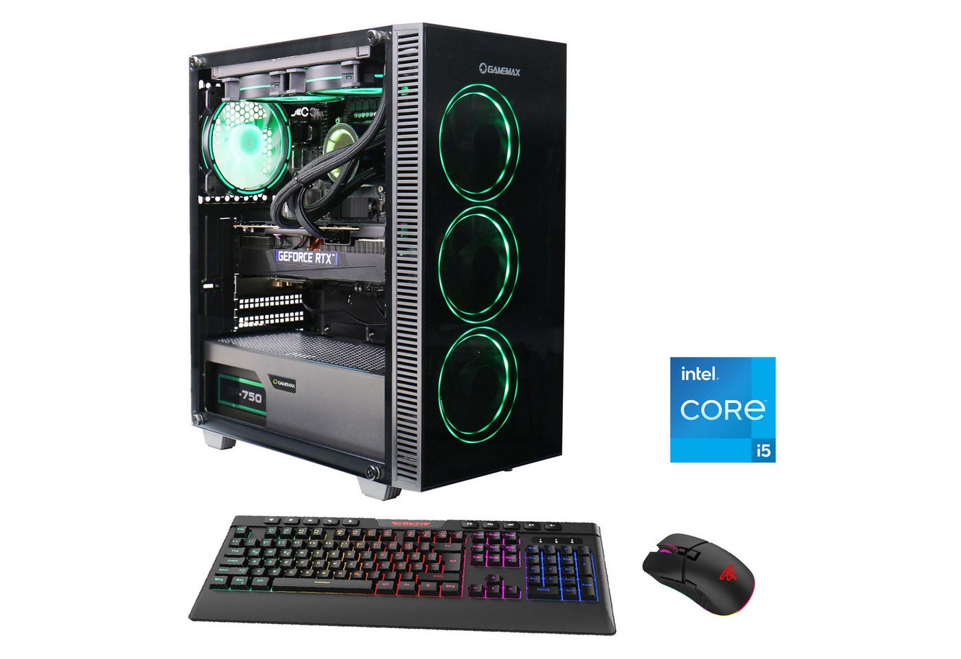 Hyrican GAMEMAX Draco XD 7097 Gaming-PC (Intel® Core i5 13400F, RTX 4060, 16 GB RAM, 1000 GB SSD, Wasserkühlung, DDR5, Windows 11) von Hyrican