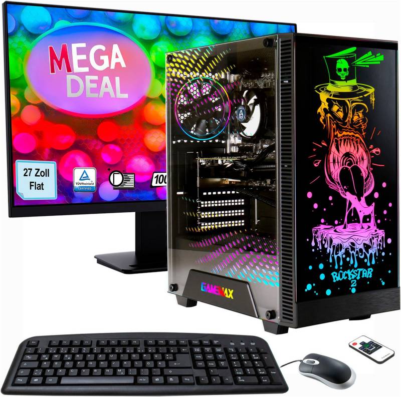 Hyrican MegaDeal Gaming-PC-Set Rockstar PC-Komplettsystem (27", AMD Ryzen 7 5700X, GeForce RTX™ 4060, 32 GB RAM, Windows 11 + MSI PRO MP273A Monitor, 69cm (27) + Maus & Tastatur) von Hyrican