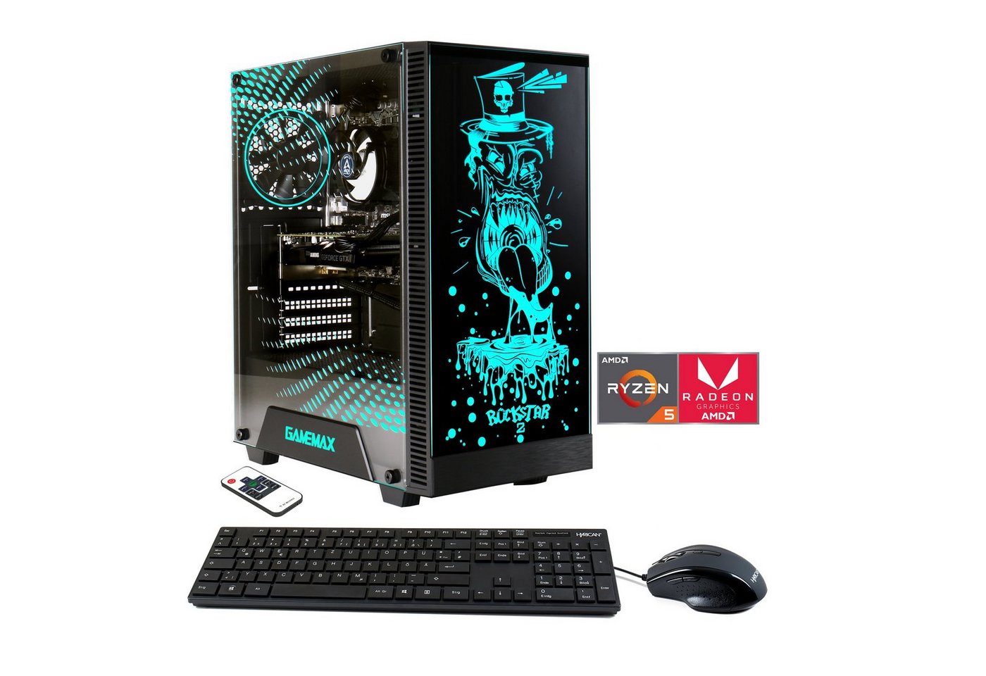 Hyrican Multimedia-PC Rockstar 6735 PC (AMD Ryzen 5 5600G, Radeon Graphics, 16 GB RAM, 1000 GB SSD, Luftkühlung, Windows 11) von Hyrican