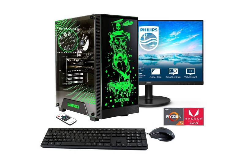 Hyrican Multimedia Rockstar SET02169 PC-Komplettsystem (27, Ryzen 5 5600G, Radeon Graphics, 16 GB RAM, 2000 GB SSD, Windows 11, inklusive 27" Monitor Philips 271V8LA)" von Hyrican