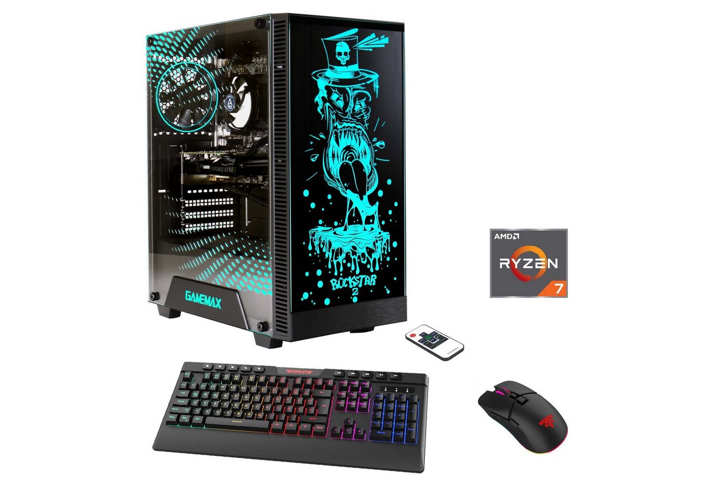Hyrican Rockstar 7155 Gaming-PC (AMD Ryzen 7 7700X, RTX 4060, 16 GB RAM, 1000 GB SSD, Luftkühlung, DDR5, PCIe SSD Gen4, Windows 11) von Hyrican