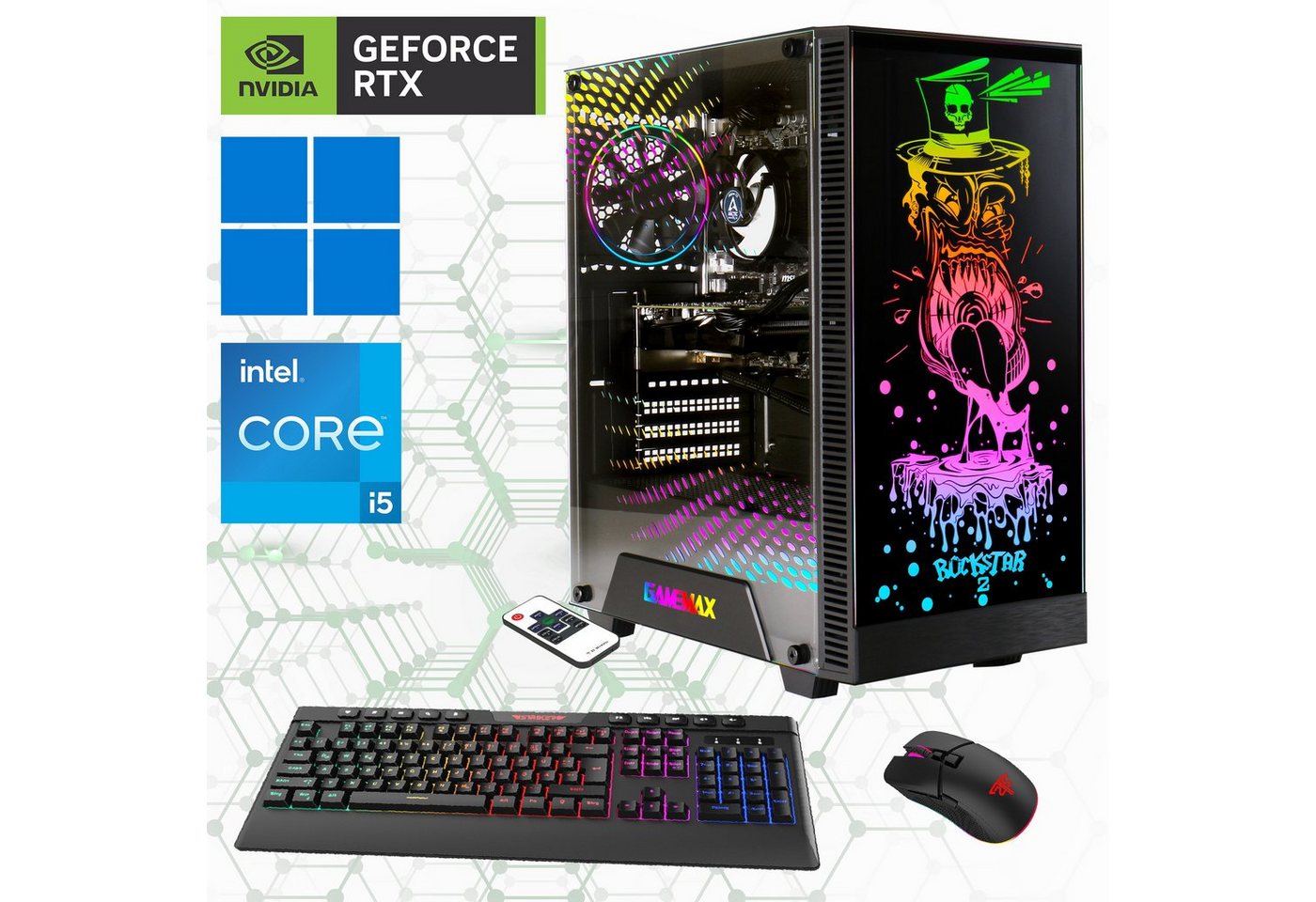 Hyrican Rockstar 7314 Gaming-PC (Intel® Core i5 14400F, RTX 4060, 32 GB RAM, 2000 GB SSD, Luftkühlung, DDR5 RAM, PCIe SSD Gen4, Windows 11) von Hyrican